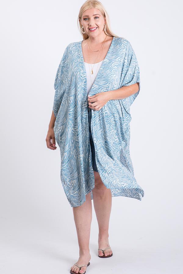 Zebra Print Short Sleeve Maxi Kimono - Absolute Fashion 2020