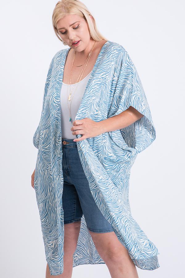 Zebra Print Short Sleeve Maxi Kimono - Absolute Fashion 2020