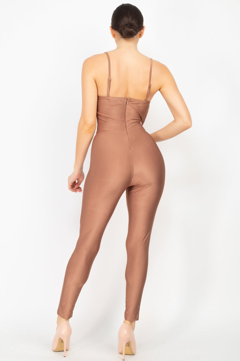 Solid Skinny Cinched Sweetheart Jumpsuit - Absolute Fashion 2020
