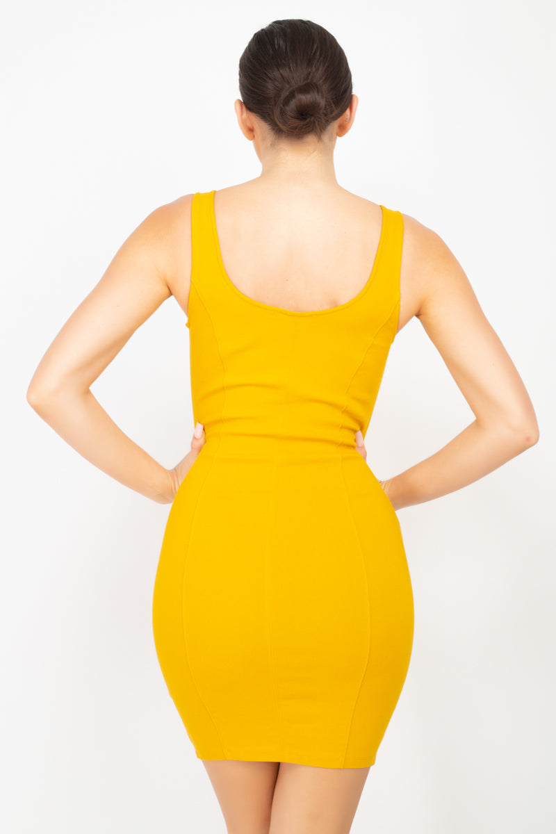 Scoop Neck Bodycon Mini Dress - Absolute Fashion 2020