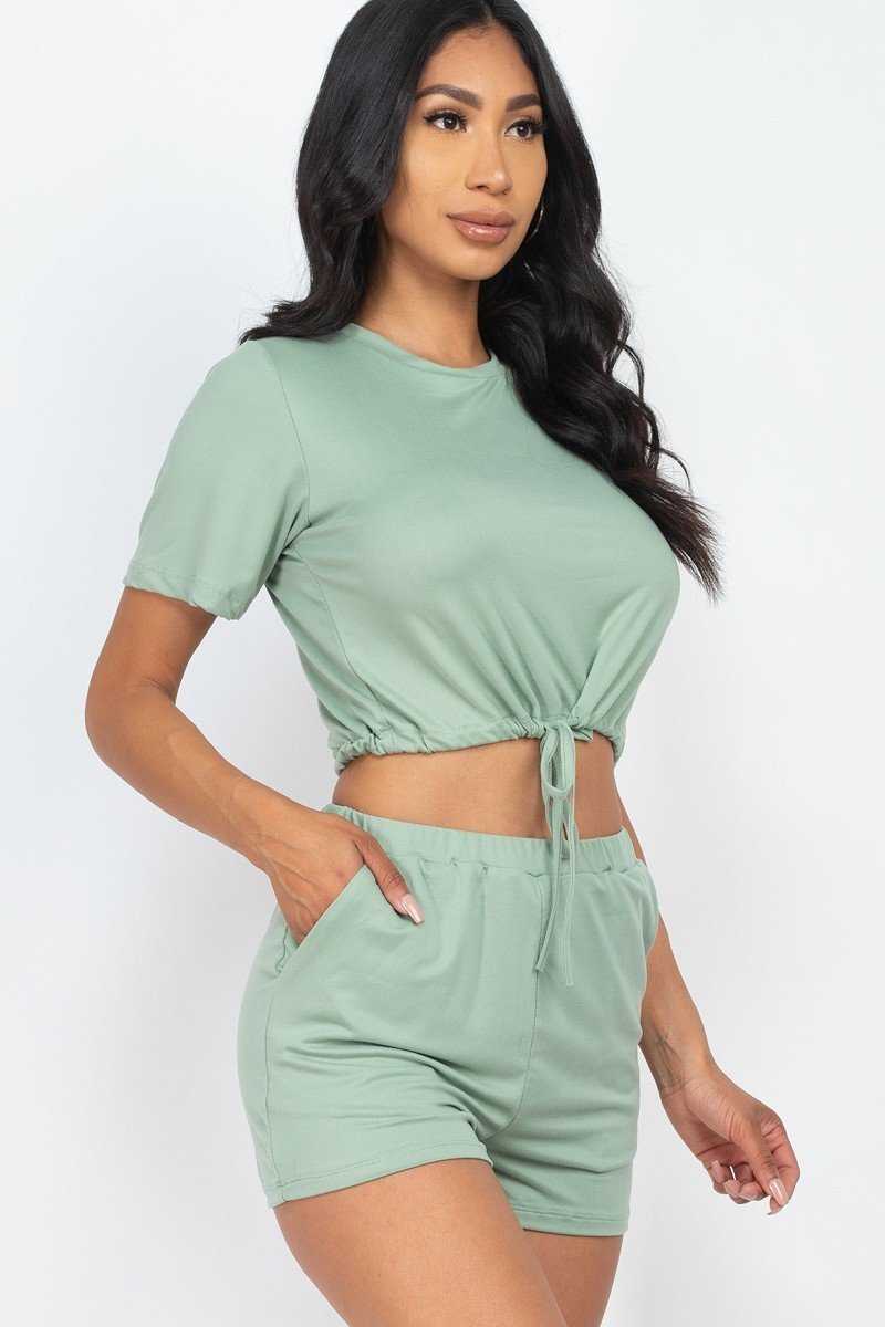 Adjustable Front Tied Crop Top & Shorts Casual Summer Sets - Absolute Fashion 2020