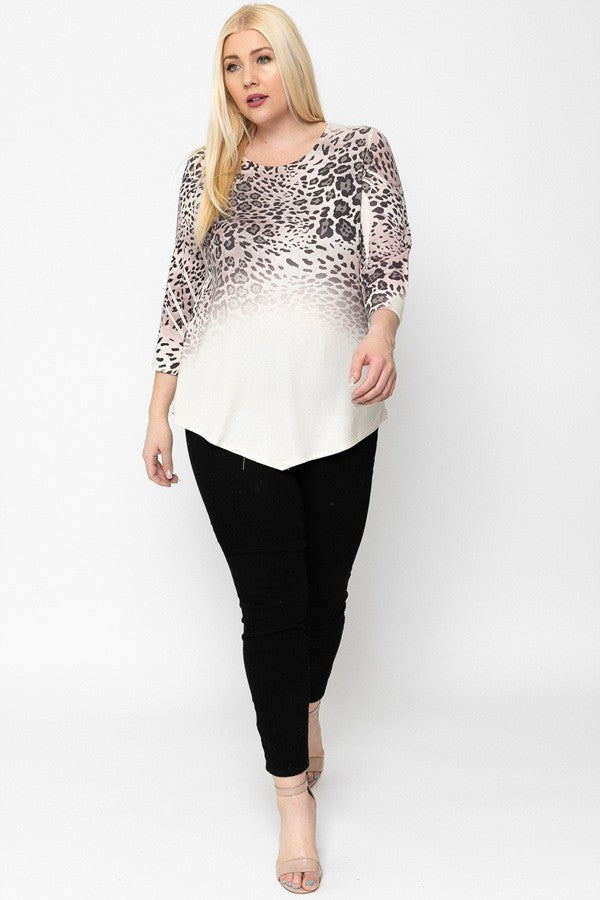 Cheetah Print Top Featuring A Round Neckline And 3/4 Bell Sleeves - Absolute Fashion 2020