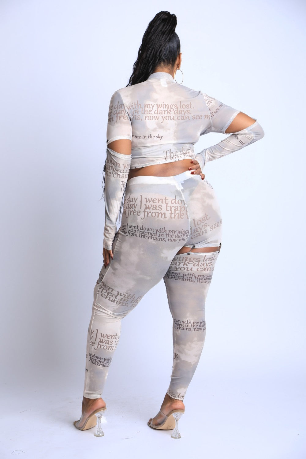 Safety Pin Detailed Cut Out Mesh Set - Absolute Fashion 2020