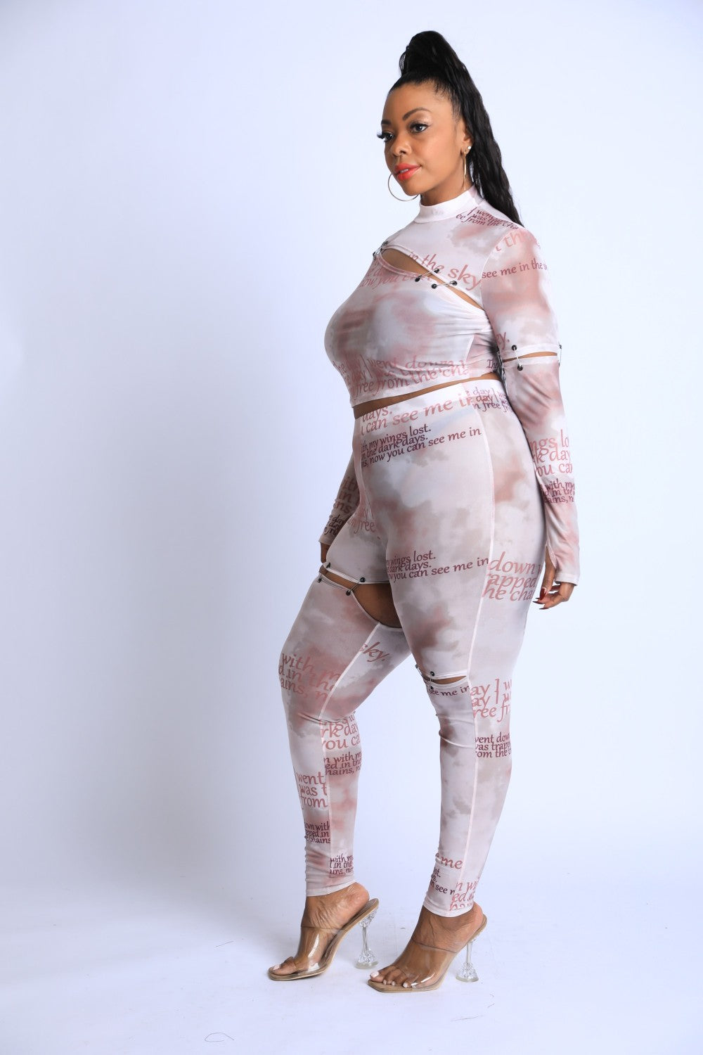 Safety Pin Detailed Cut Out Mesh Set - Absolute Fashion 2020