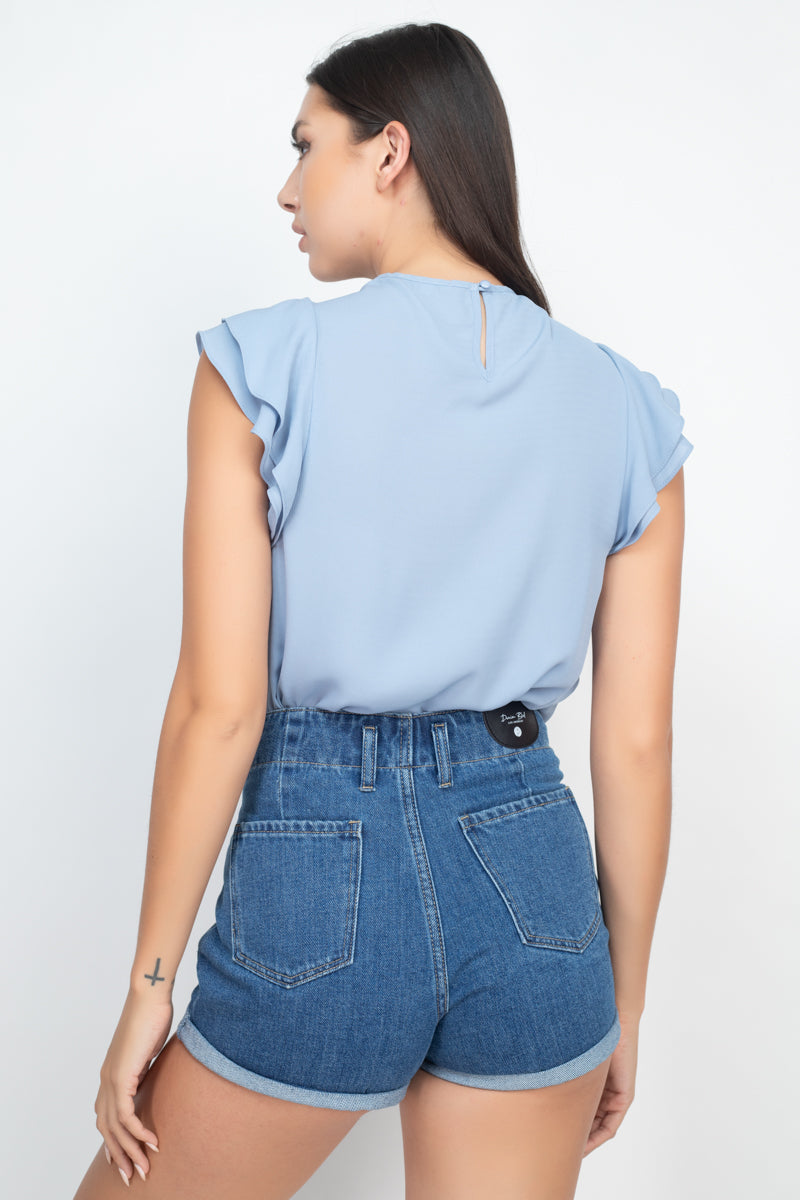 Lace Illusion Flutter Sleeves Top - Absolute Fashion 2020