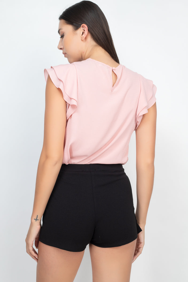 Lace Illusion Flutter Sleeves Top - Absolute Fashion 2020