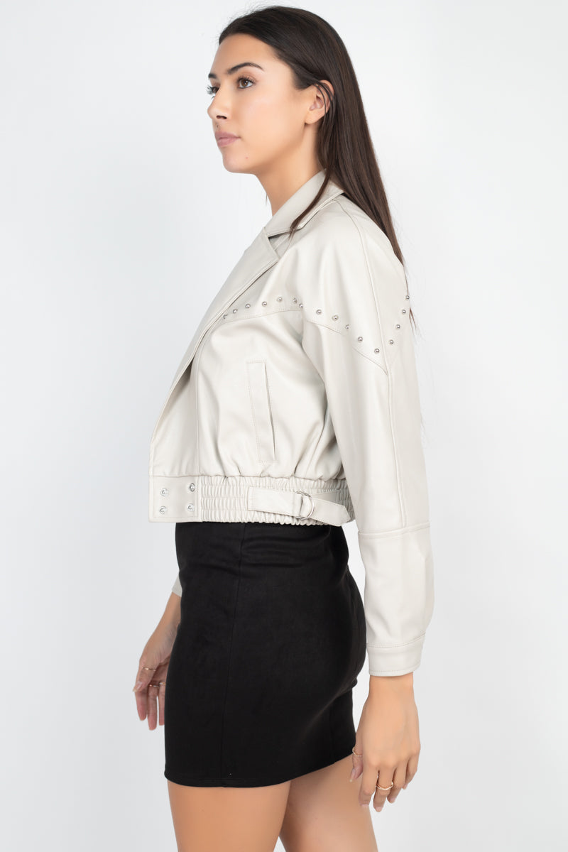 Crop Studded Moto Jacket - Absolute Fashion 2020