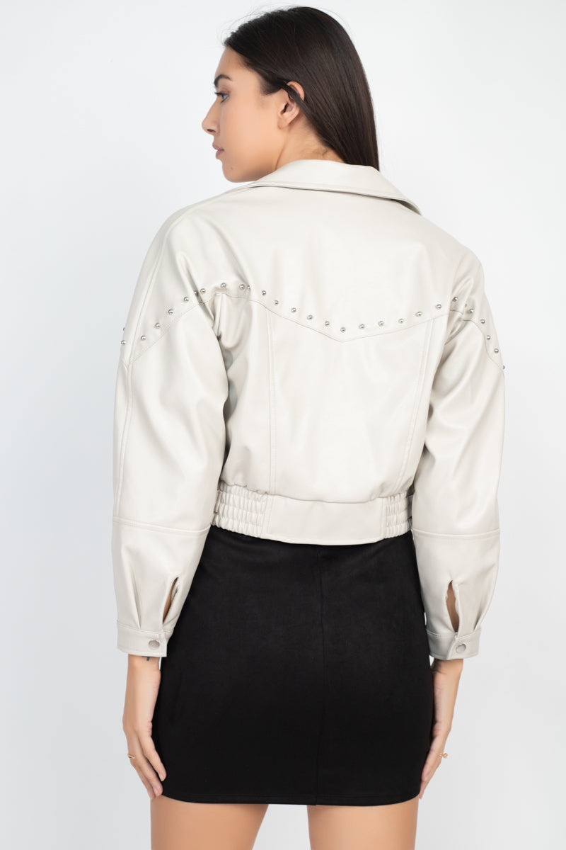 Crop Studded Moto Jacket - Absolute Fashion 2020