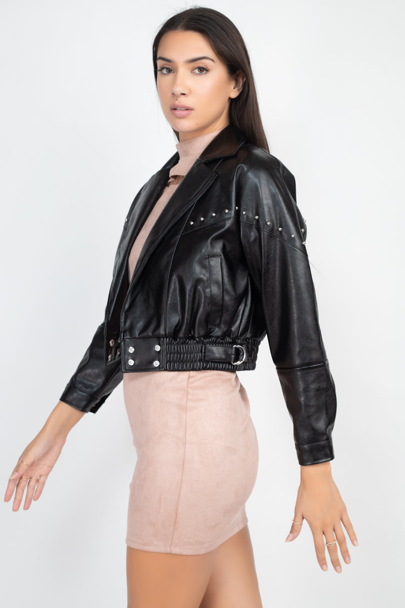 Crop Studded Moto Jacket - Absolute Fashion 2020