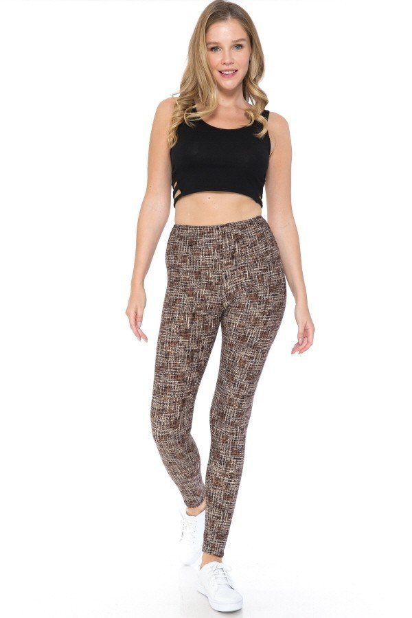 Yoga Style Banded Lined Multi Printed Knit Legging With High Waist - Absolute Fashion 2020
