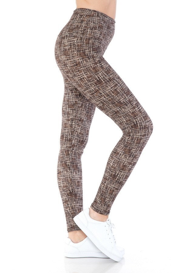Yoga Style Banded Lined Multi Printed Knit Legging With High Waist - Absolute Fashion 2020