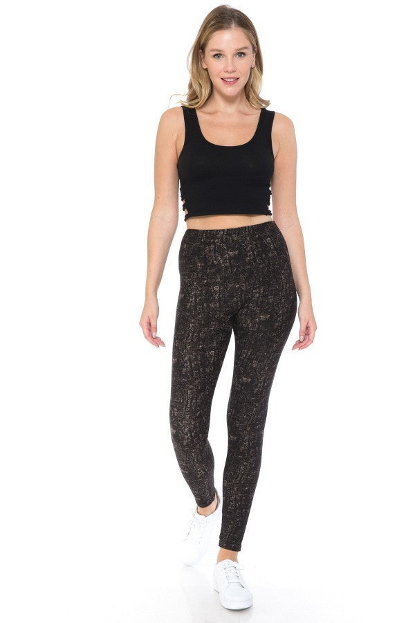 Yoga Style Banded Lined Multi Printed Knit Legging With High Waist - Absolute Fashion 2020