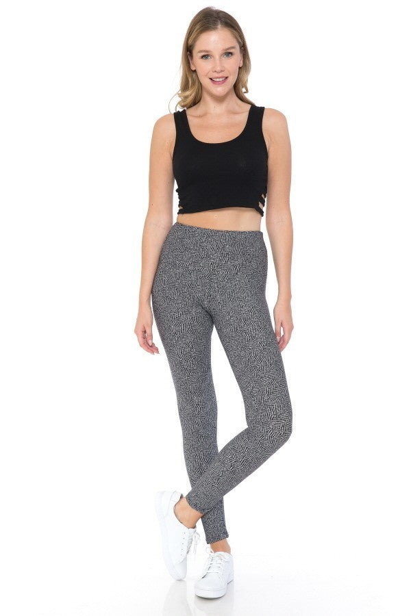 Yoga Style Banded Lined Multi Printed Knit Legging With High Waist - Absolute Fashion 2020