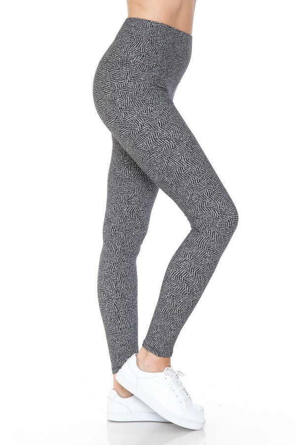 Yoga Style Banded Lined Multi Printed Knit Legging With High Waist - Absolute Fashion 2020