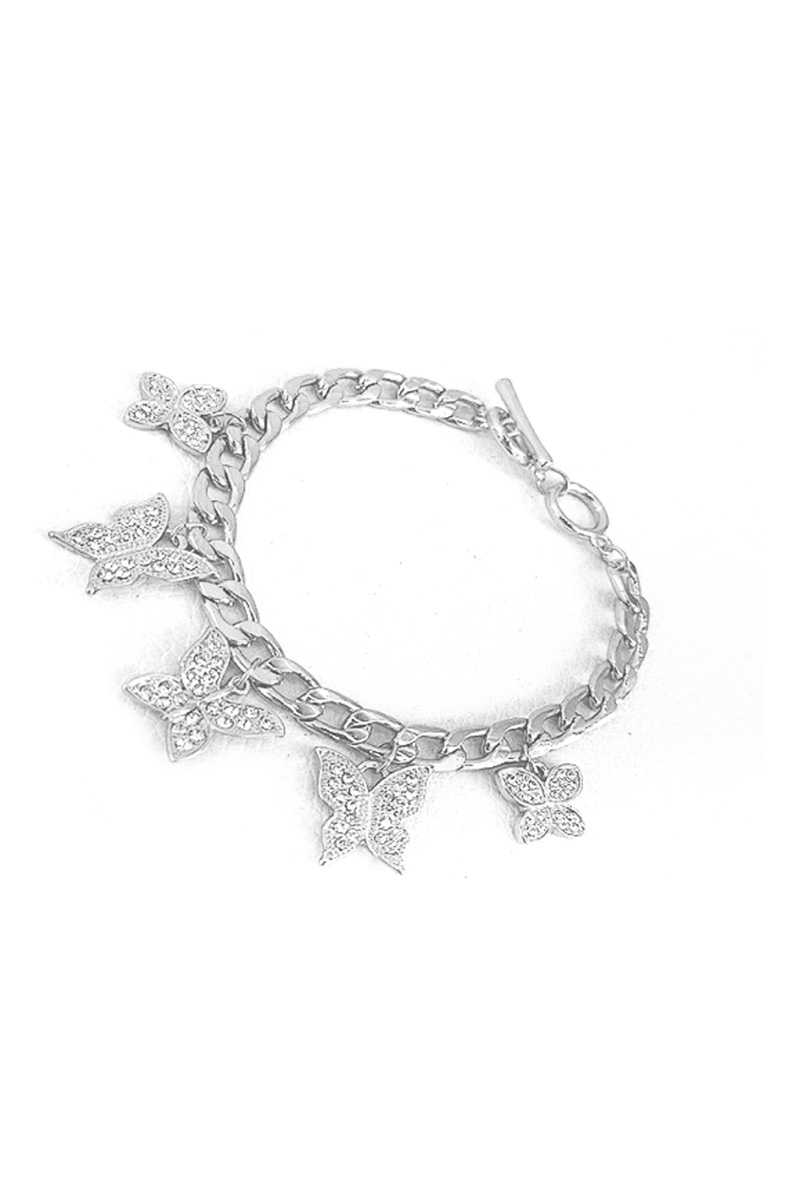 Hot Trendy Rhinestone Butterfly Dangle Chain Bracelet - Absolute Fashion 2020
