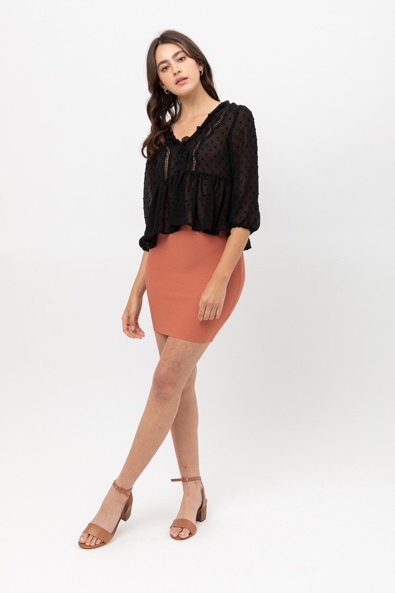 Textured Fabric With Lace Trim On The Front - Absolute Fashion 2020