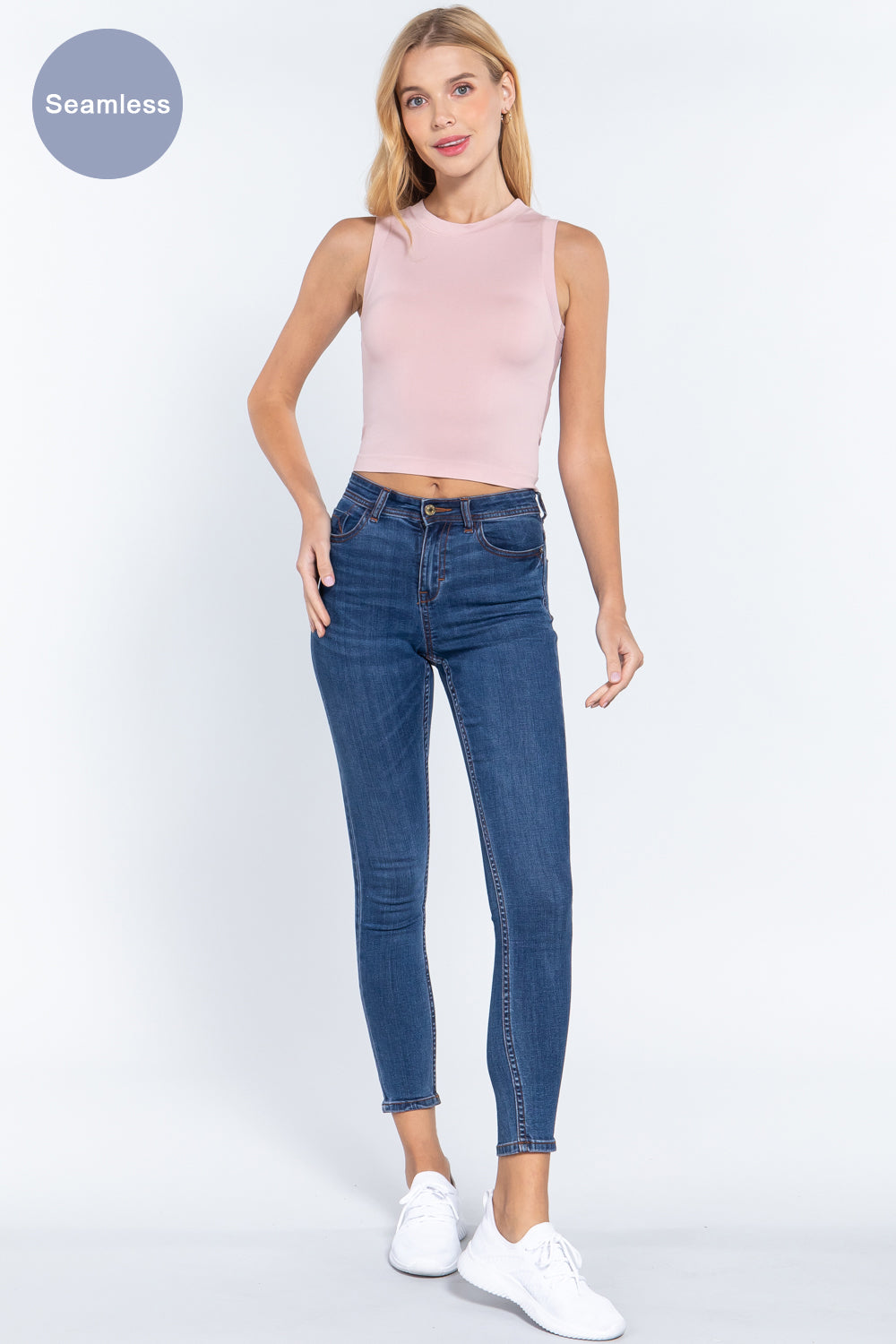 Round Neck Seamless Crop Tank Top - Absolute Fashion 2020