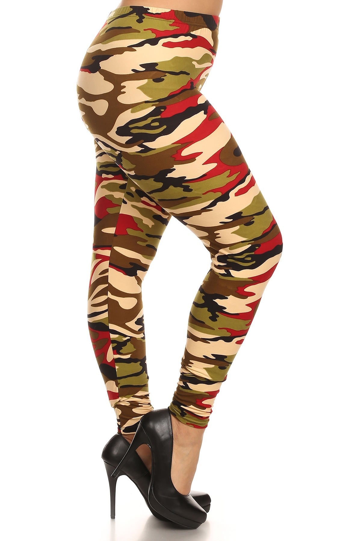 Camo Print, Banded, Full Length Leggings In A Fitted Style With A High Waisted - Absolute Fashion 2020