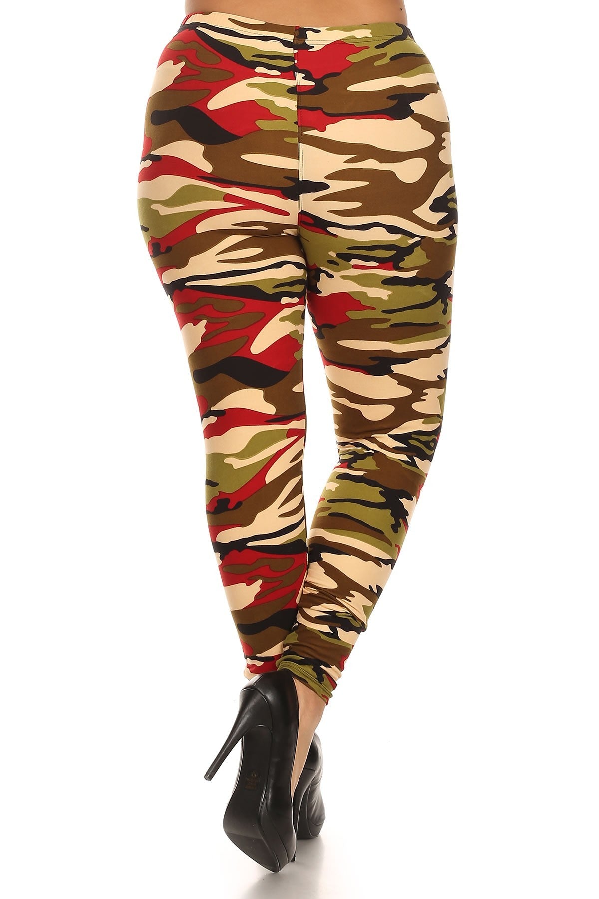 Camo Print, Banded, Full Length Leggings In A Fitted Style With A High Waisted - Absolute Fashion 2020