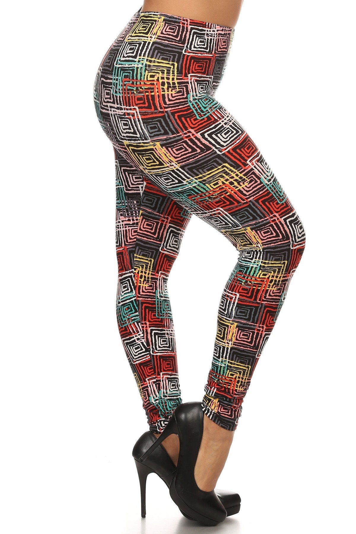 Abstract Geometric Printed Knit Legging With Elastic Waistband, And High Waist Fit - Absolute Fashion 2020