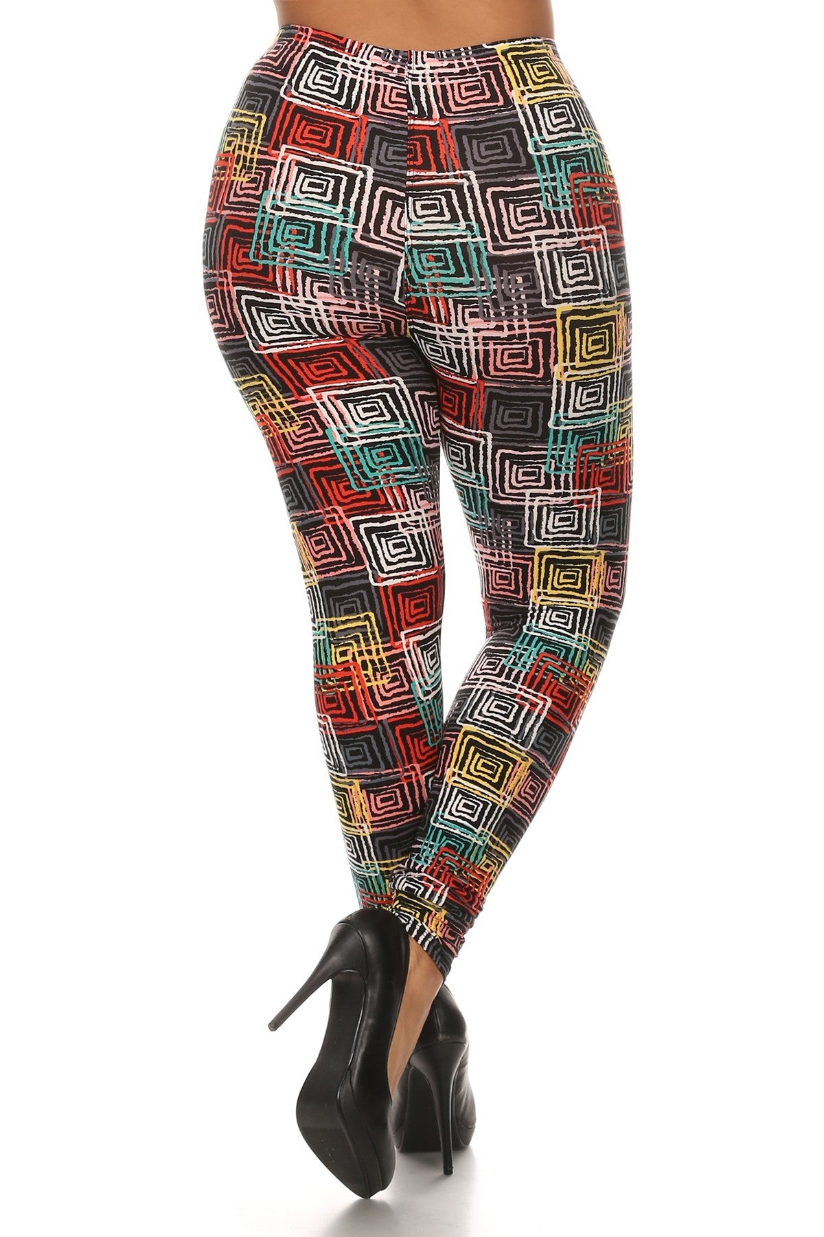 Abstract Geometric Printed Knit Legging With Elastic Waistband, And High Waist Fit - Absolute Fashion 2020