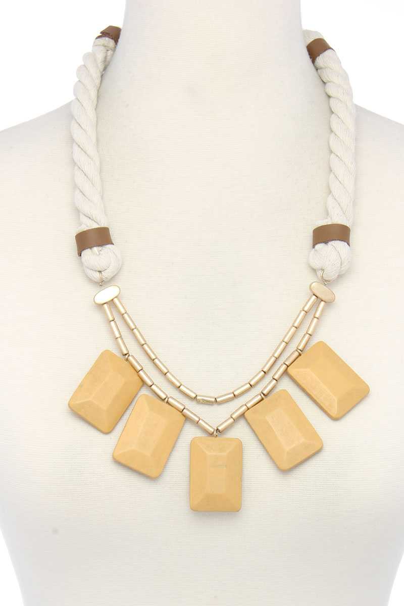 Sqaure Shape Rope Necklace - Absolute Fashion 2020