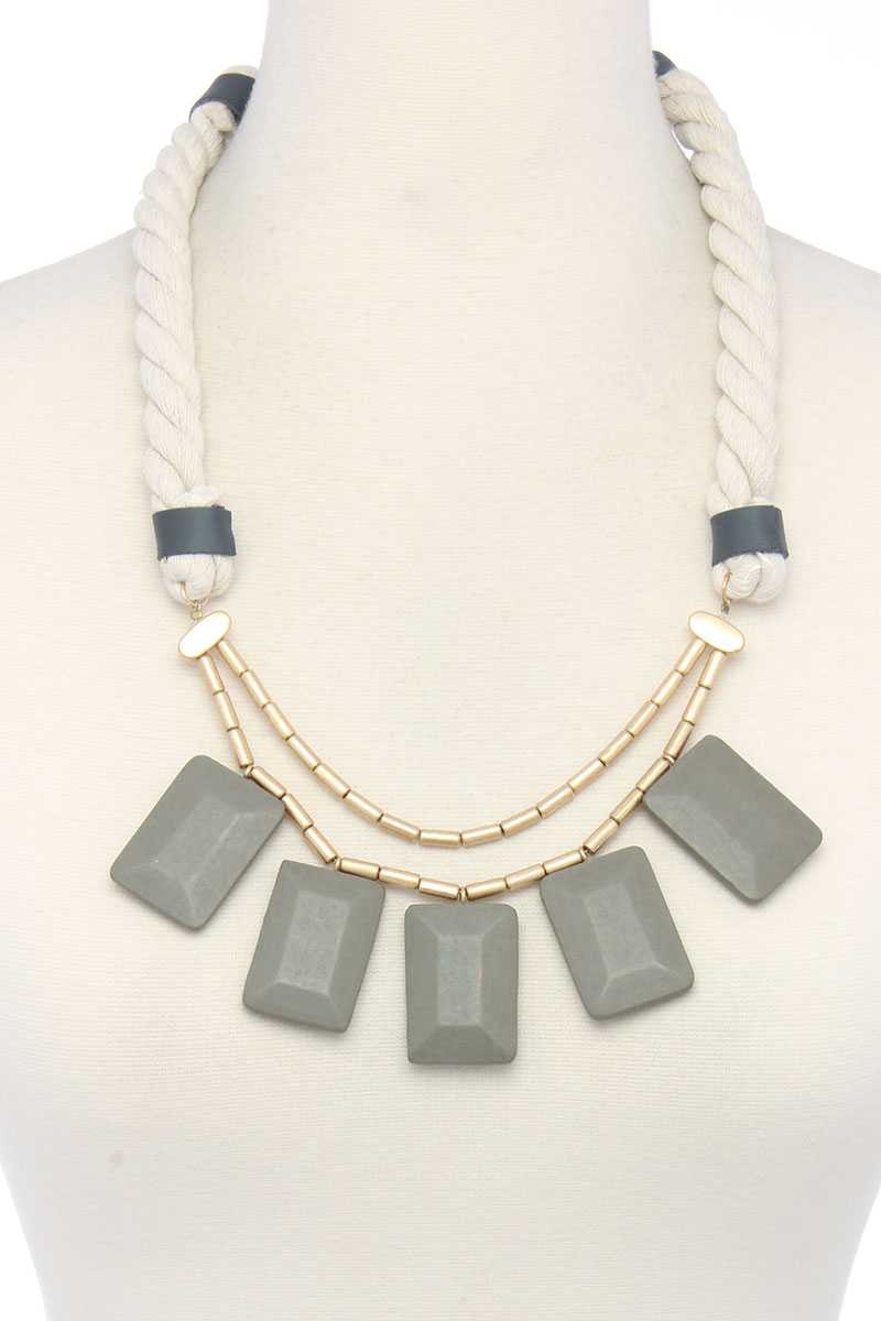 Sqaure Shape Rope Necklace - Absolute Fashion 2020