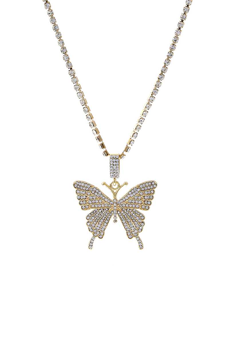 Fashion Rhinestone Butterfly Pendant Necklace - Absolute Fashion 2020