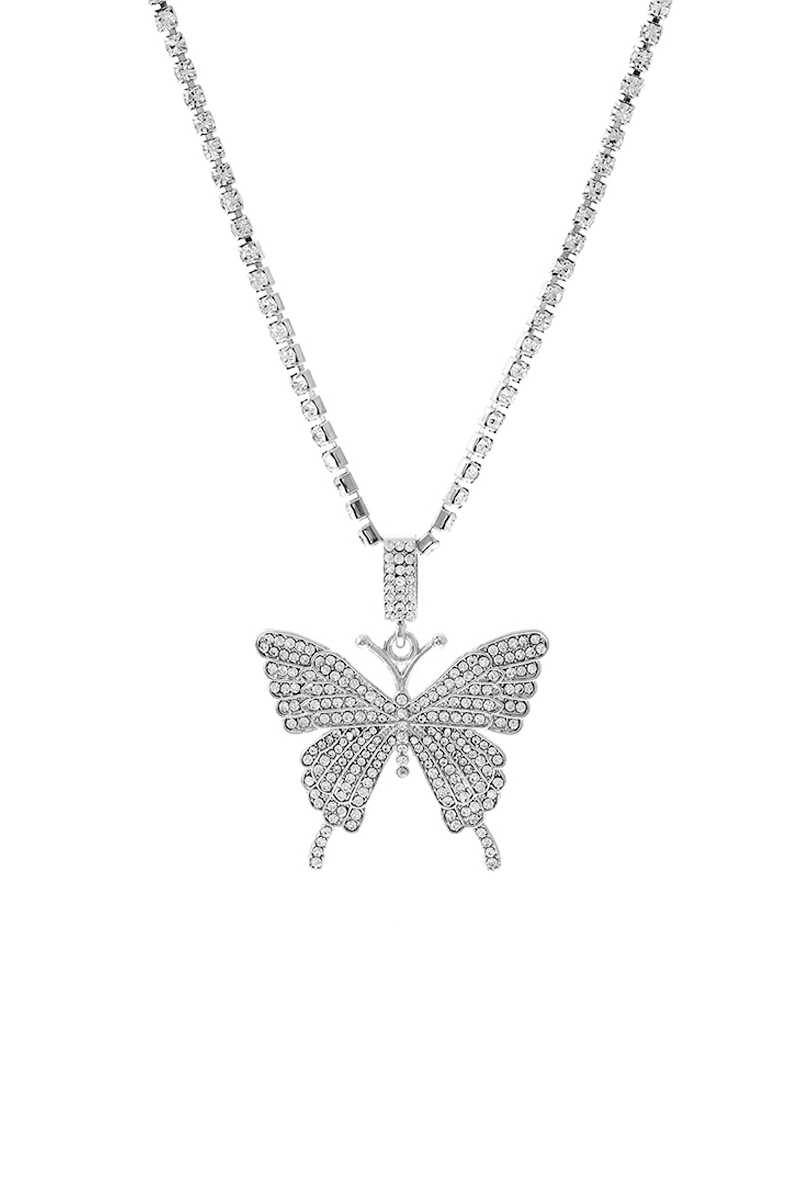 Fashion Rhinestone Butterfly Pendant Necklace - Absolute Fashion 2020