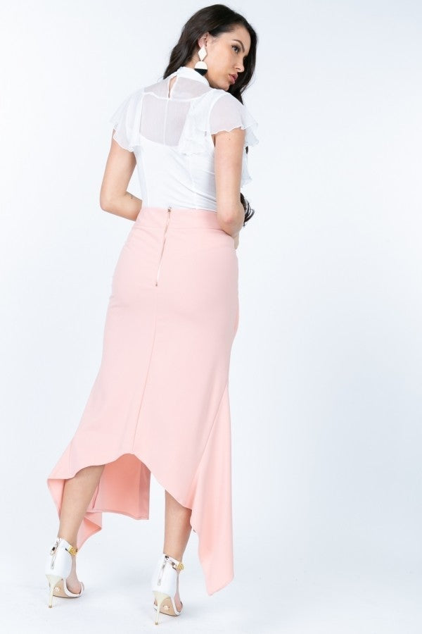 Front Overlap Asymmetrical Hem Skirt - Absolute Fashion 2020
