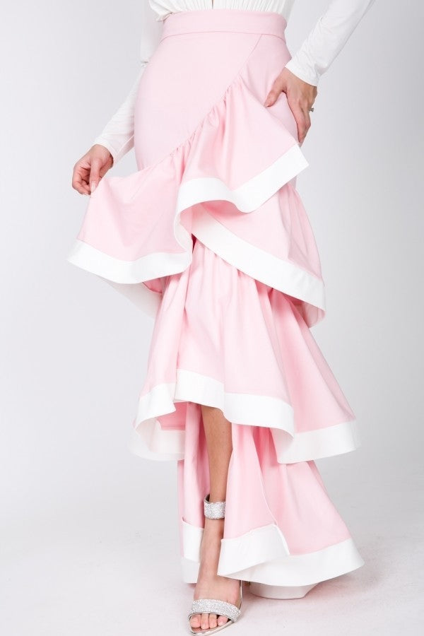 Contrast Hem Ruffle Layer Maxi Skirt - Absolute Fashion 2020