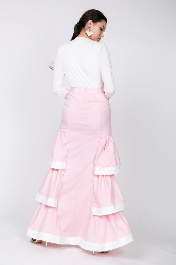 Contrast Hem Ruffle Layer Maxi Skirt - Absolute Fashion 2020