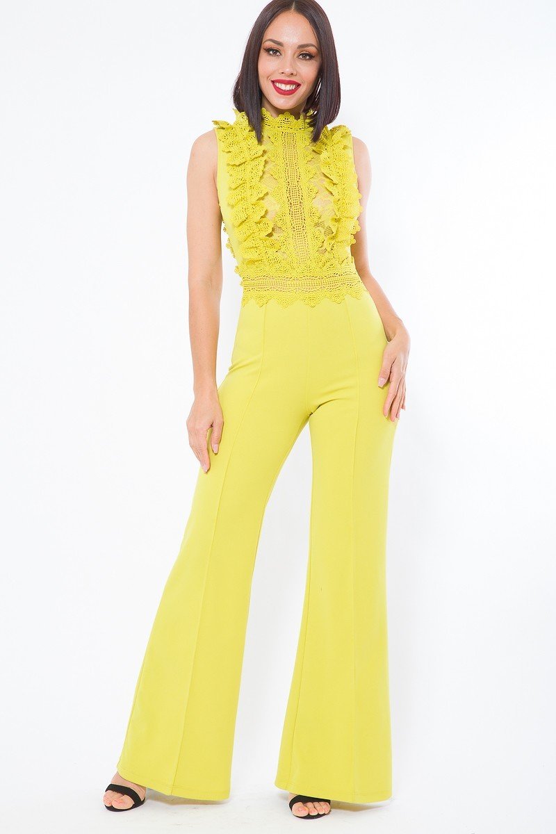 Crochet Lace Combined Bodice Jumpsuit - Absolute Fashion 2020