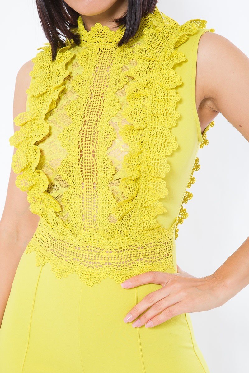 Crochet Lace Combined Bodice Jumpsuit - Absolute Fashion 2020
