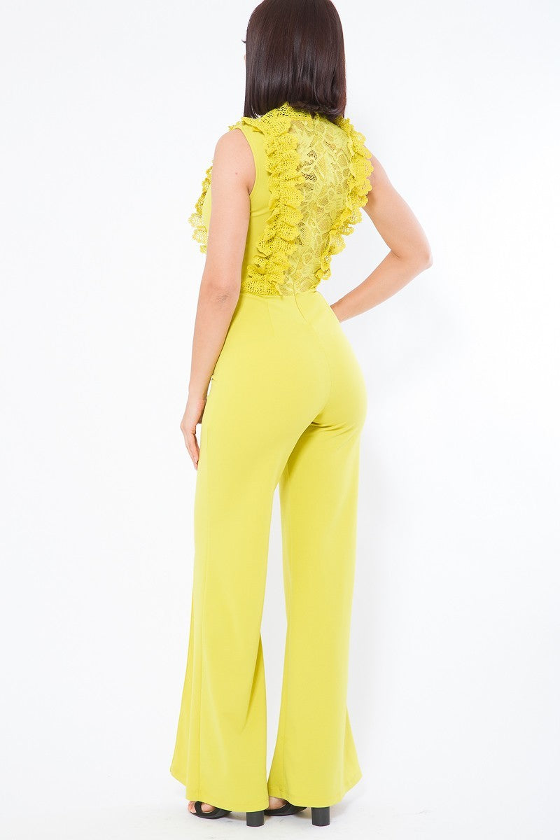 Crochet Lace Combined Bodice Jumpsuit - Absolute Fashion 2020