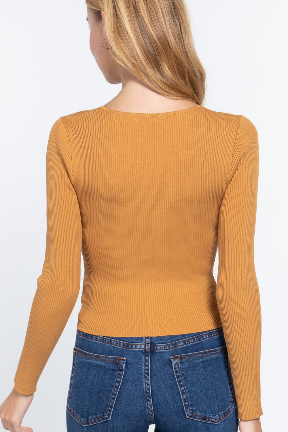 Rib Sweater Top W/front Zipper - Absolute Fashion 2020