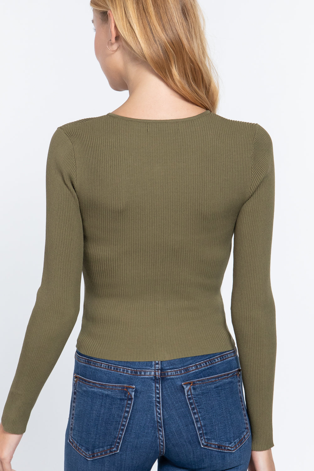 Rib Sweater Top W/front Zipper - Absolute Fashion 2020