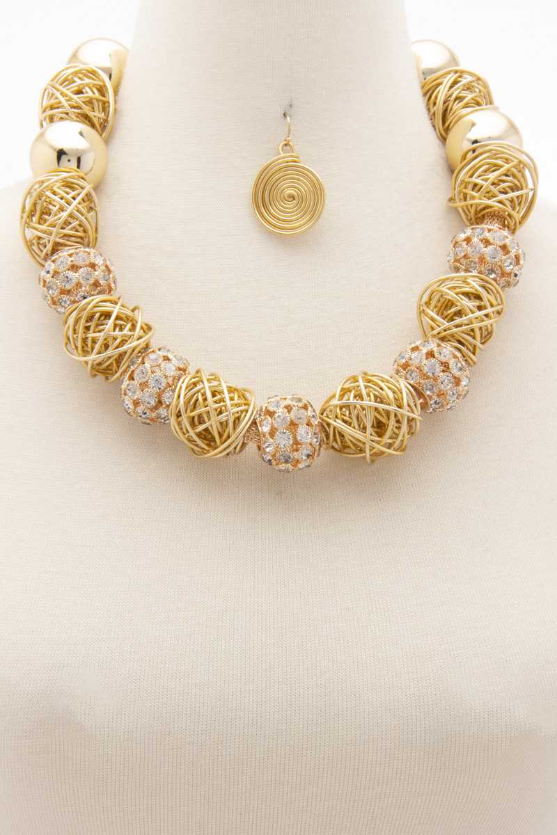 Chunky Beaded Wire Wrapped Necklace - Absolute Fashion 2020