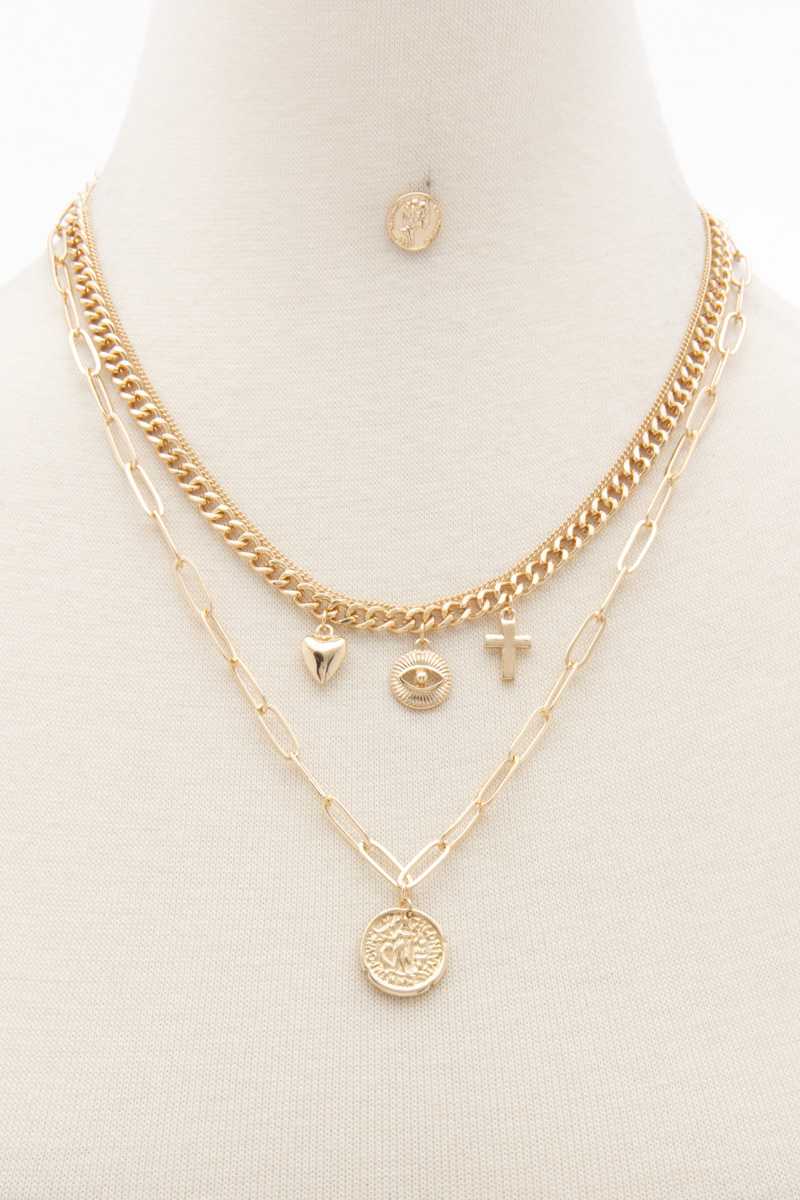 Sodajo Coin Charm Oval Link Layered Necklace - Absolute Fashion 2020