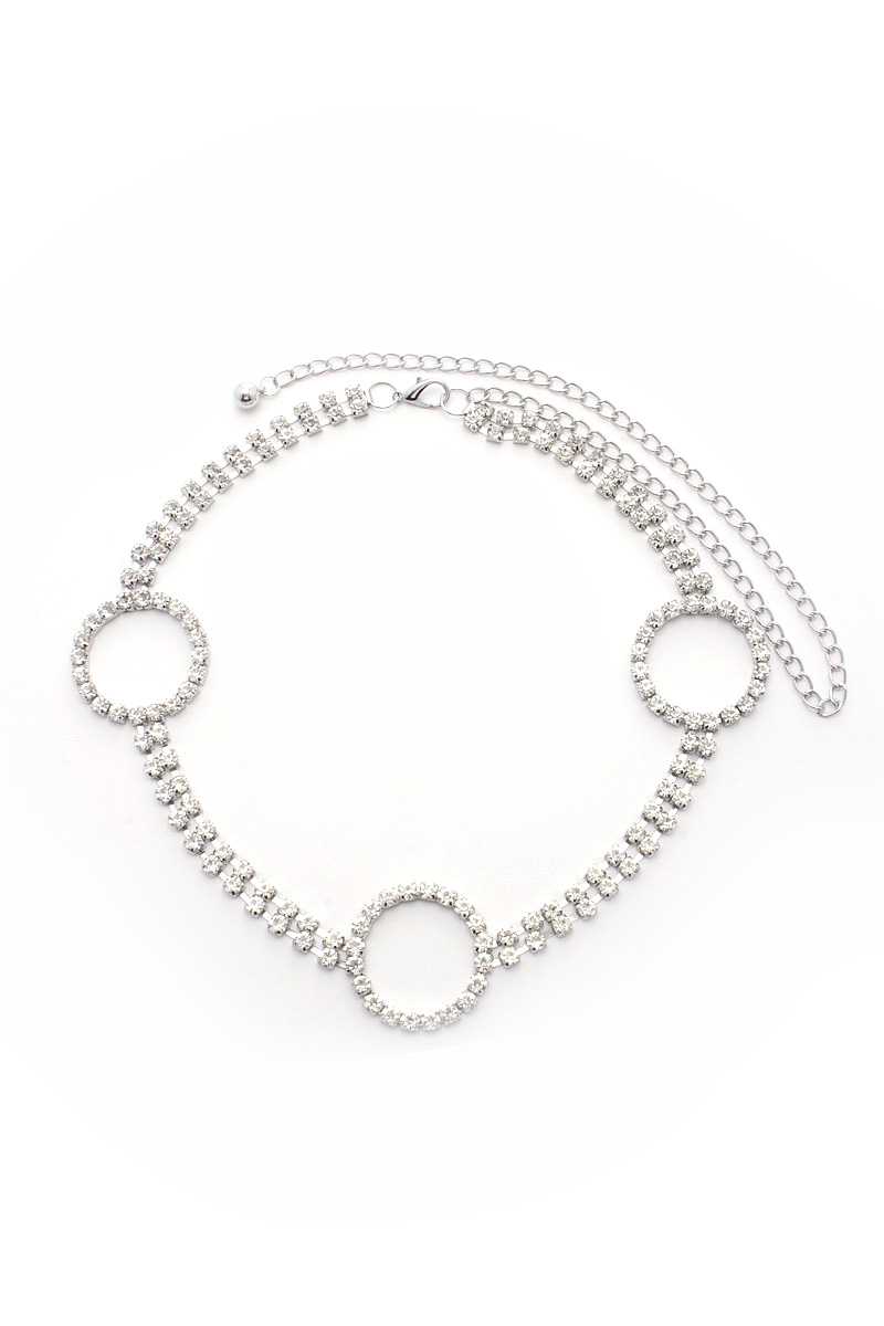Circle 2 Line Rhinestone Chain Belt - Absolute Fashion 2020