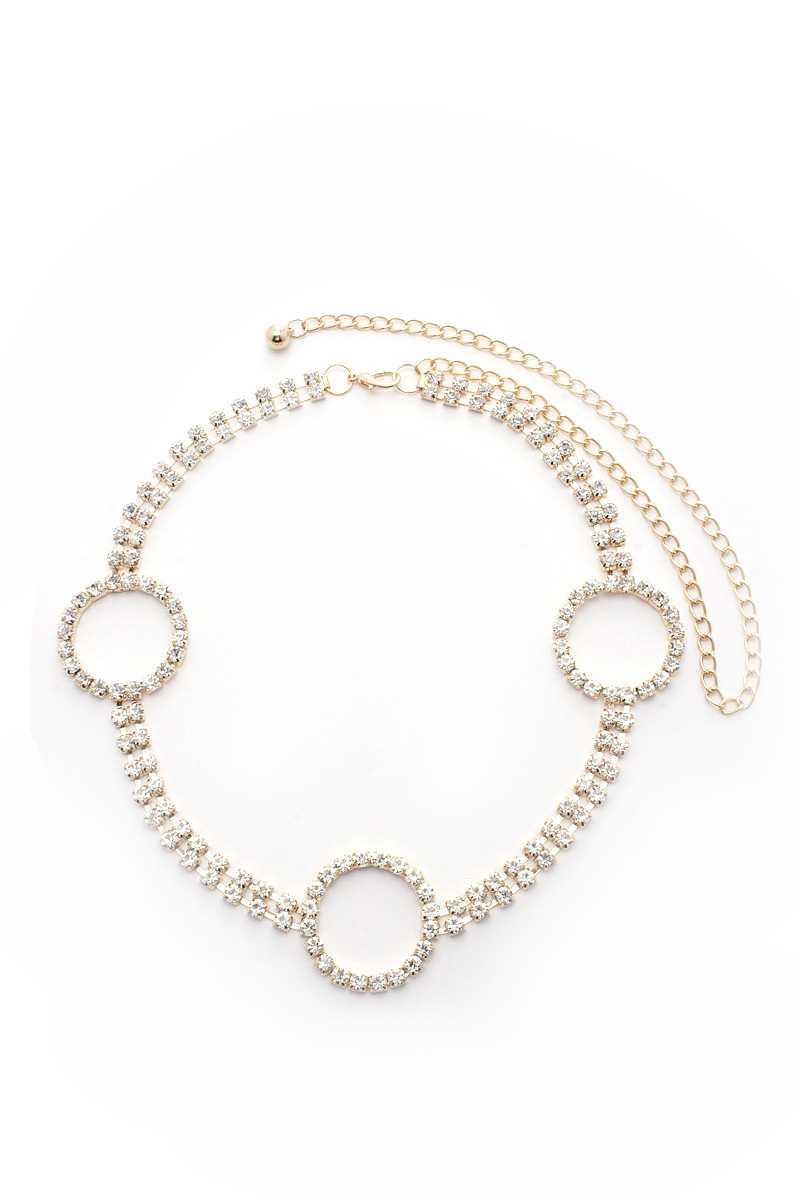 Circle 2 Line Rhinestone Chain Belt - Absolute Fashion 2020