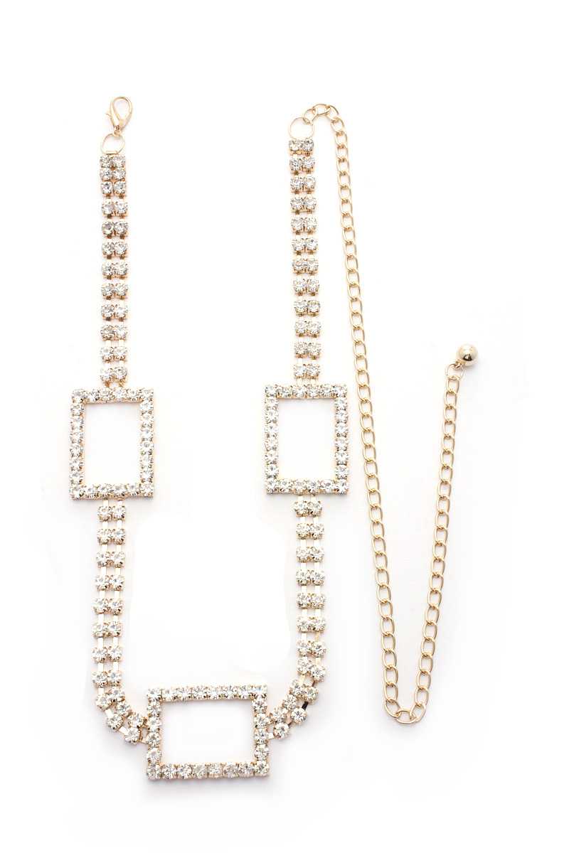 Rectangle Rhinestone Chain Belt - Absolute Fashion 2020