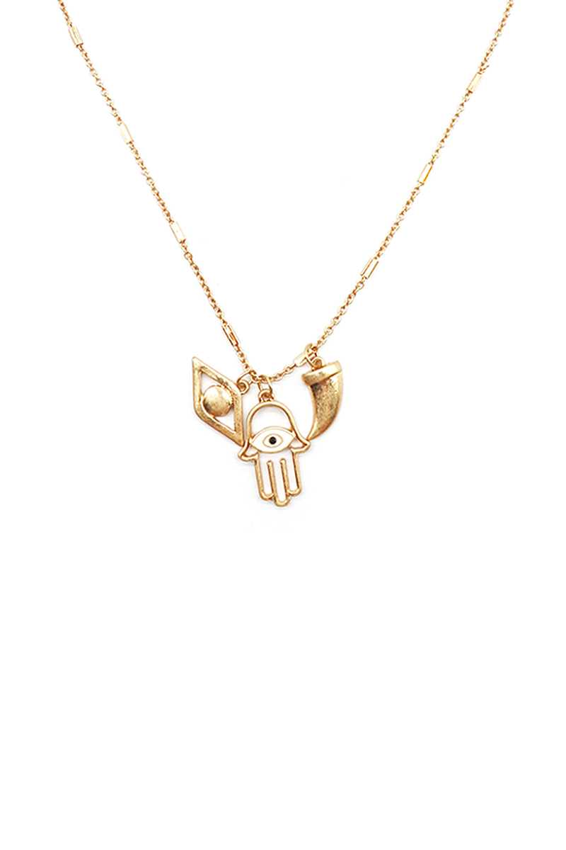 Fashion Metal Hamsa Hand Eye Tooth Necklace - Absolute Fashion 2020