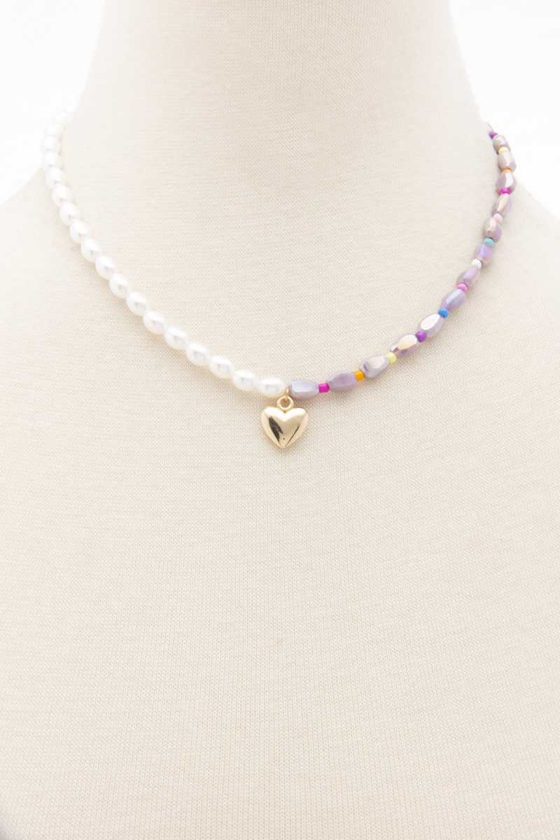 Sodajo Heart Charm Pearl Necklace - Absolute Fashion 2020