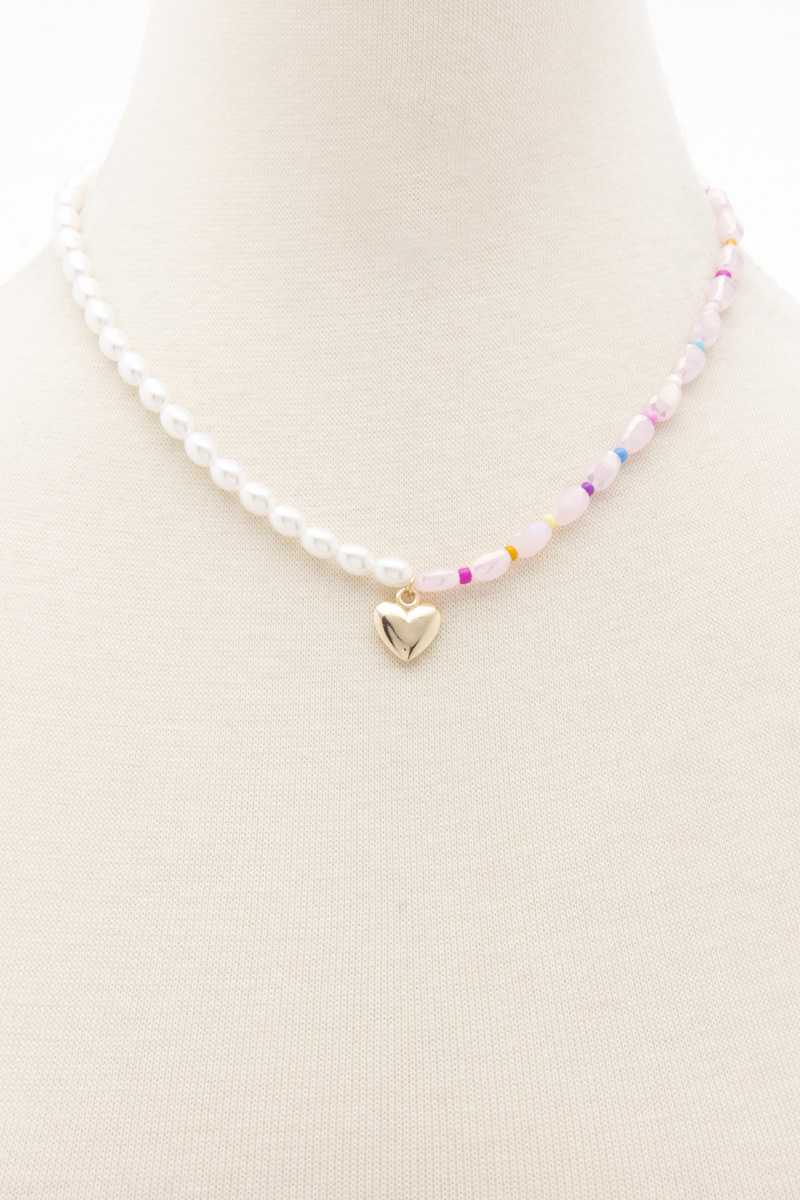 Sodajo Heart Charm Pearl Necklace - Absolute Fashion 2020