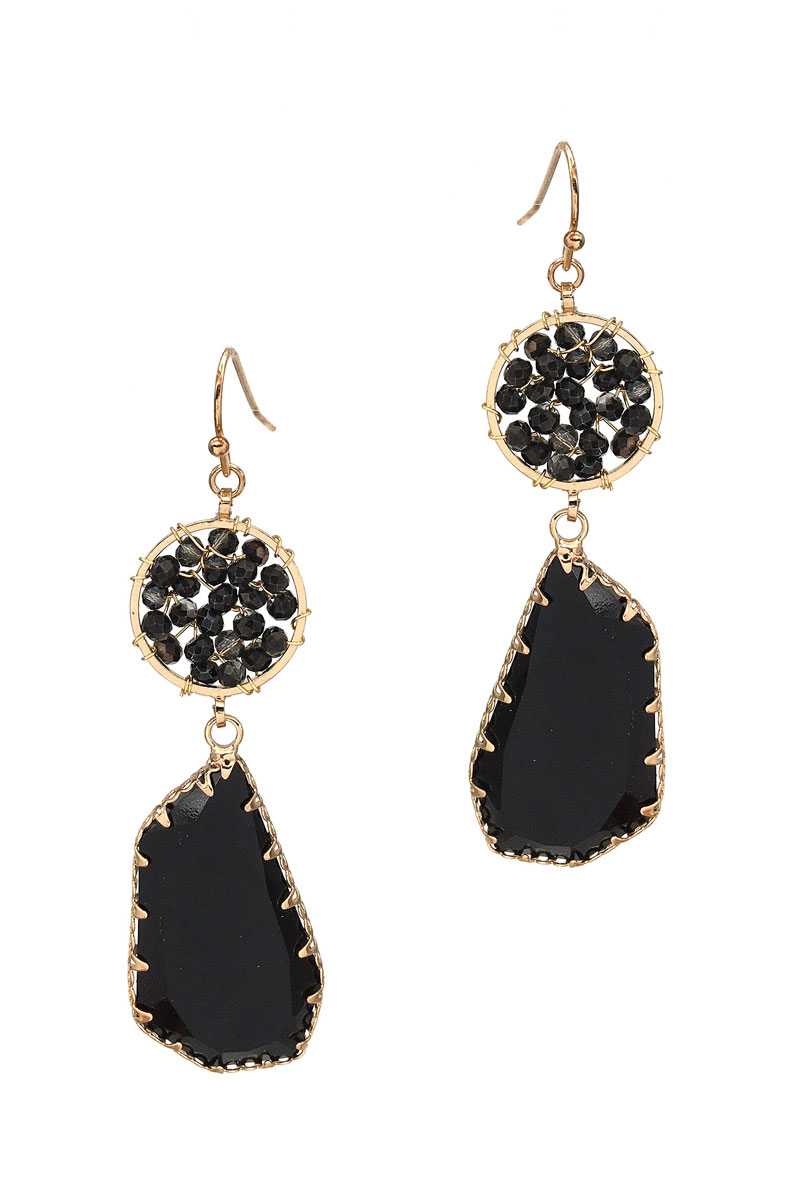 Round Glass Bead Glass Stone Dangle Earring - Absolute Fashion 2020