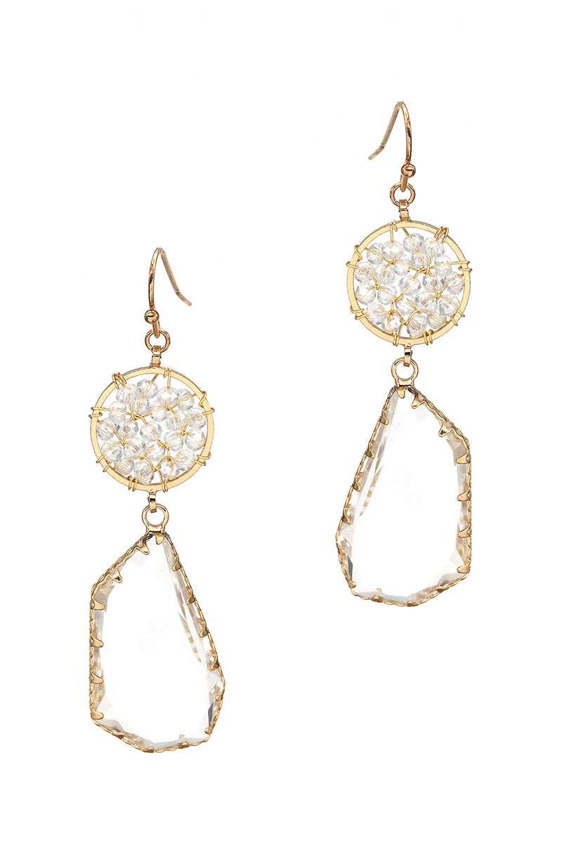 Round Glass Bead Glass Stone Dangle Earring - Absolute Fashion 2020