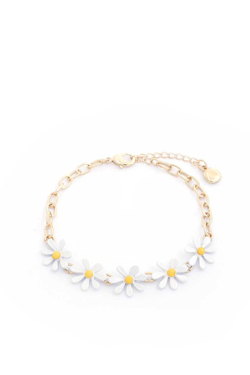 Daisy Flower Oval Link Bracelet - Absolute Fashion 2020