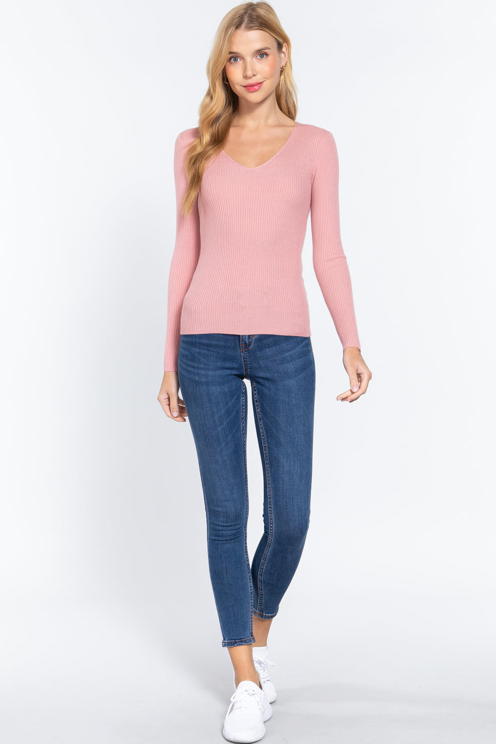 V-neck Viscose Rib Sweater - Absolute Fashion 2020