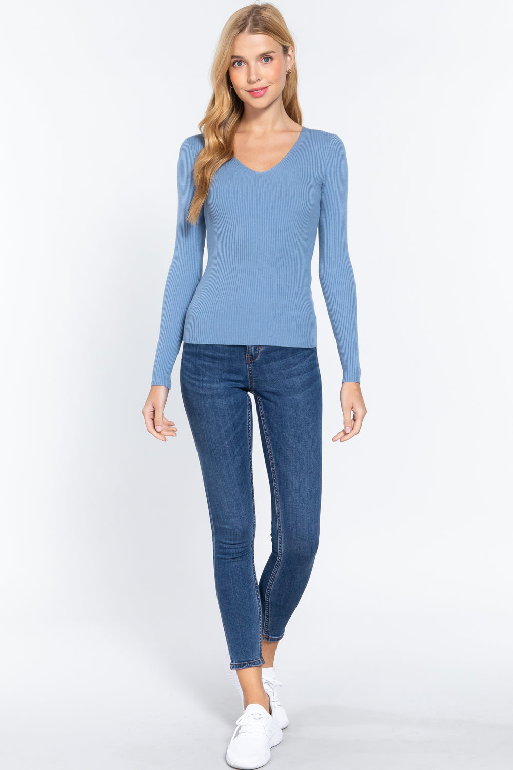 V-neck Viscose Rib Sweater - Absolute Fashion 2020